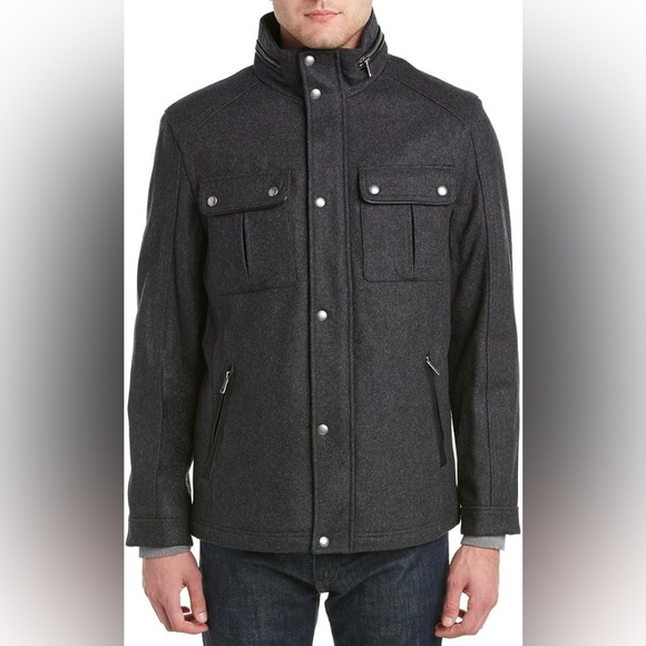 Cole Haan Signature Men's Wool Melton Stand Collar Jacket with Patch Pockets XL - Picture 1 of 14